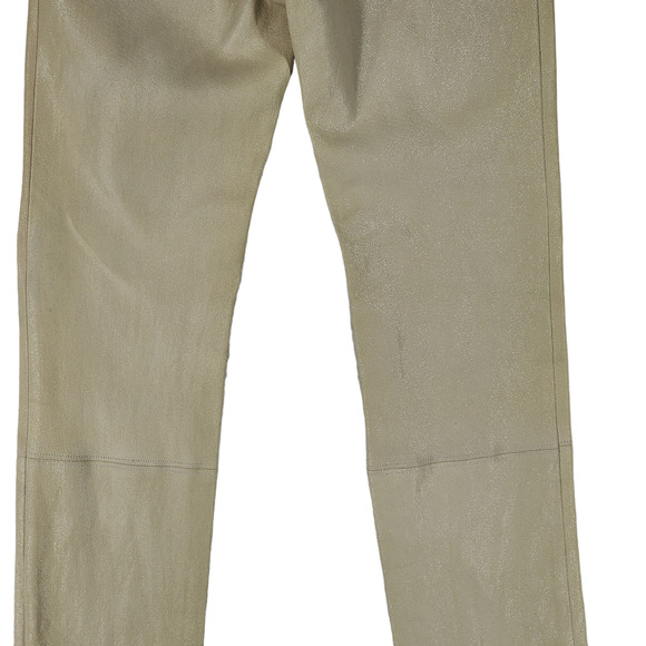 Alice‎ + Olivia Leather Pant 2 Women Cream Gold Metallic Sparkly Skinny Zip USA - Picture 7 of 13